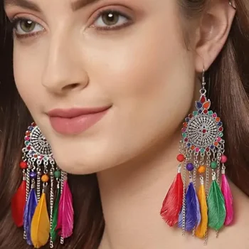 Oxidised Feather Earrings