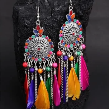 Oxidised Feather Earrings