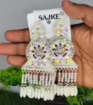 White Gold Oxidised Jhumkas