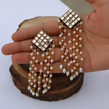 Kundan Square Chain Dangles