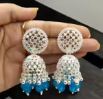 Oxidised Jhumka Earrings blue
