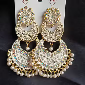 Chandbali Earrings white